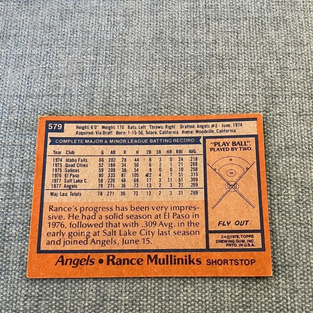 1978 Topps Anaheim Angels Baseball Card Trading Card